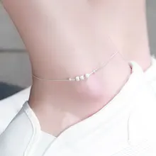 Fashion 925 Sterling Silver Round Beads Anklets Women Charm Brand Jewelry Free Shipping SA029
