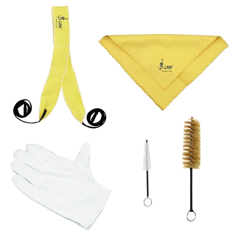 

SLADE 5 In 1 Trumpet Cleaning Care Kit For Sax Wind Instrument Parts Cleaning Passing Wipe Cloth Mouthpiece Valve Brush Gloves