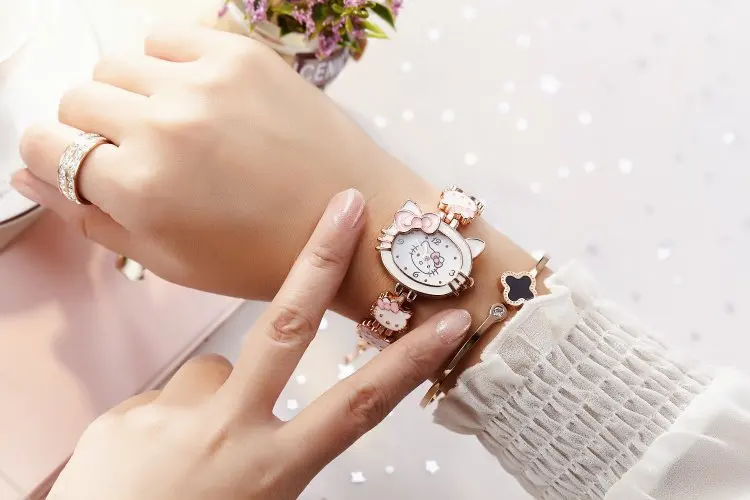 Hello kitty Новинка 2019 года relojes детские часы с рисунком из мультфиломов модные детские милые нержавеющая сталь кварцевые часы девушка