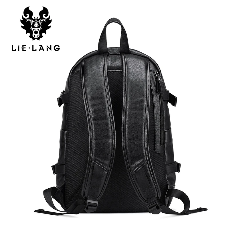 LIELANG hombres mochilas de cuero de la PU bolsas a prueba de agua 15,6 pulgadas Mochila para portátil externo USB carga ordenador bolsa Mochila femenina