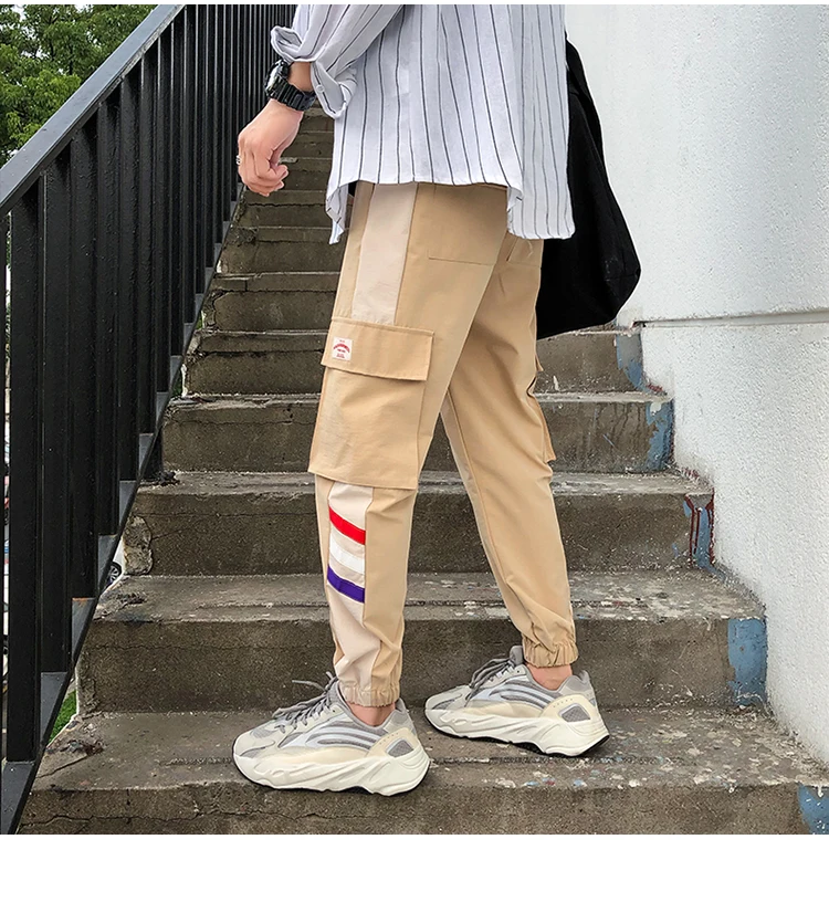 Брюки карго мужские до щиколотки в японском стиле повседневные девять минут брюки Модные мужские свободные брюки