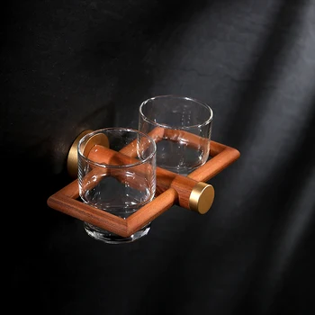 

Toothbrush Cup Holder Bathroom Accessories Wood Toothbrush Cup Wall Mounted Bathroom Hardware Set, No Rust, No Fading