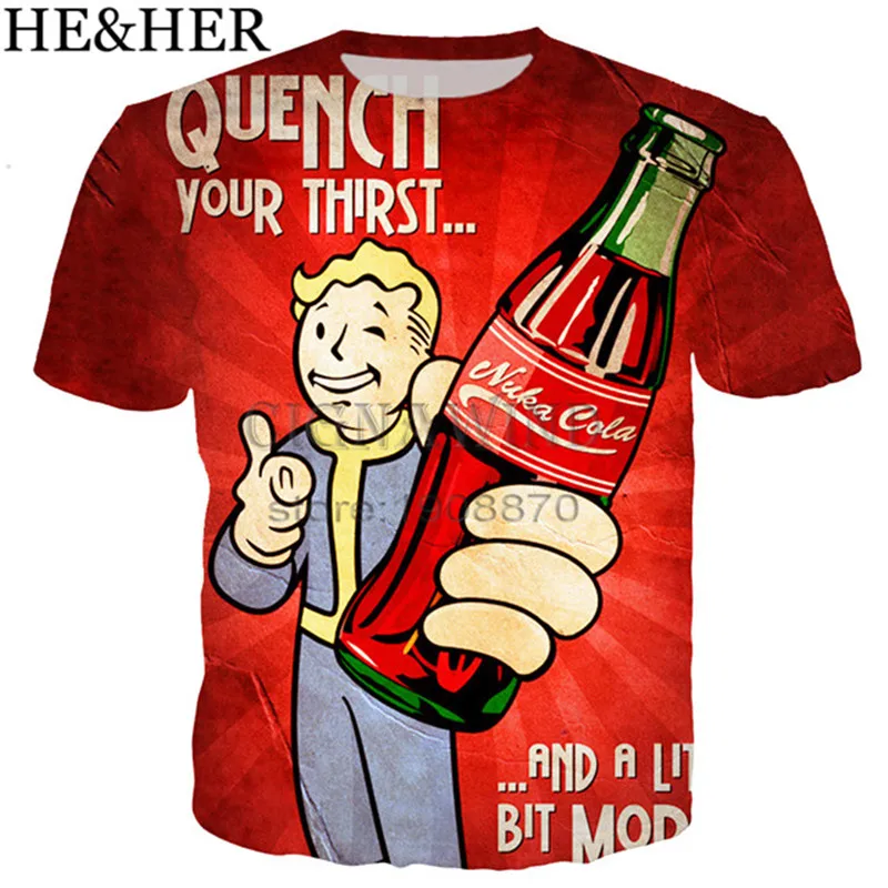 New cool popular Fallout Finger 4 tide t shirt men women 3D print Novelty funny shirts summer tops hip hop tshirt streetwear | Мужская