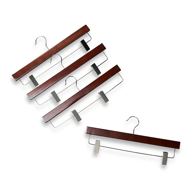 Jetdio Red Mahogany Wood 11 Inch Skirt Hangers with Clamps (8 pieces