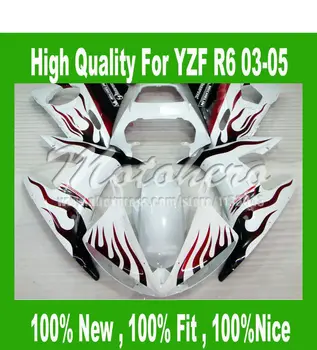 

Pre_drilledRed flame white YZF R6 ABS fairing for Yamaha YZFR6 2003 2004 2005 YZF-R6 YZF R6 03 04 05 motorcycle fairing parts #l