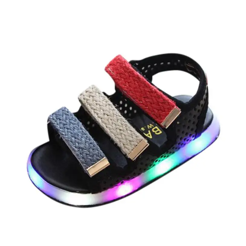

BMF TELOTUNY Fashion Leather Toddler Kids Sport Summer Boys Girls Baby Sandals LED Luminous Shoes Sneakers Casual Shoes Mar16