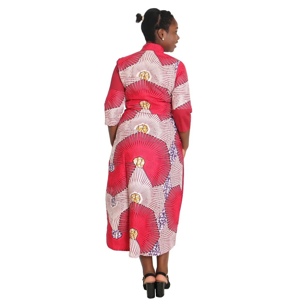 Женское платье макси, африканские платья с принтом для женщин, платье с рукавом три четверти, женская одежда с принтом размера плюс 6XL BRW WY1756