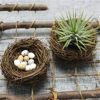 

1pc Nest Simulation Eggs Nest Model Miniature Figurine Toys Mini Cute Birds Crafts Diy Micro Fairy Garden Decoration