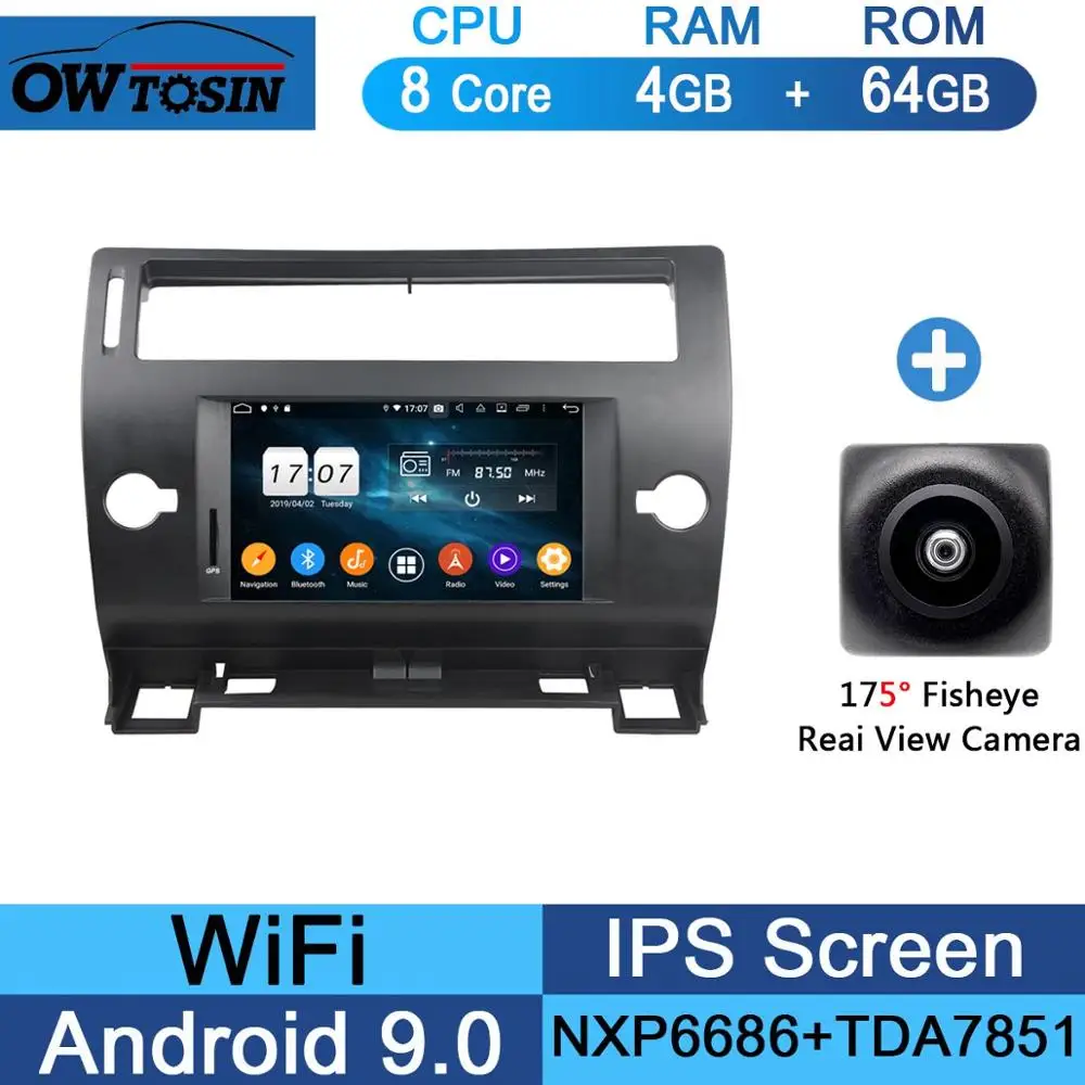 64G Fisheye Camera 7"IPS 8Core 4G+64G Android 9.0 Car DVD Player For Citroen C4 Quatre Triumph 2004 2005 2006 2007 2008 2009-2012 Radio Multimedia - Цвет: 64G Fisheye Camera