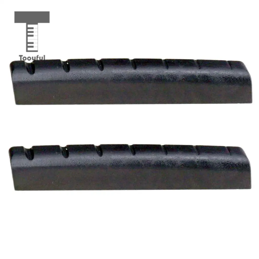 Tooyful Set of 2pc Black Plastic Slotted Nut & Saddle for 7 String Ukulele Guitar Parts Replacements