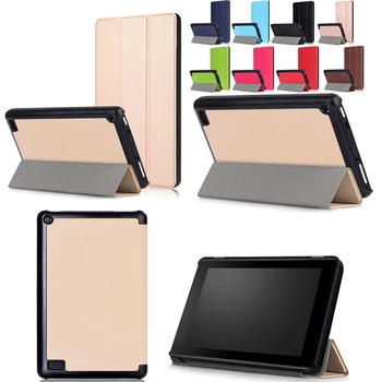 

Lightweight Slim Leather Folding Stand Case Cover Skin Shell for All New Amazon Kindle Fire 7 Tablet 2017 7 Inch