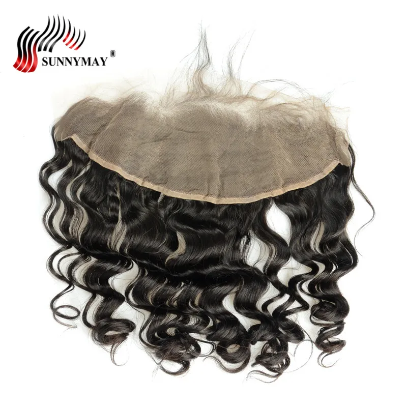 Sunnymay Swiss Lace Frontal Closure Loose Deep Wave Brazilian Virgin Hair Pre Plucked Bleached Knots 13x4 Lace Frontal