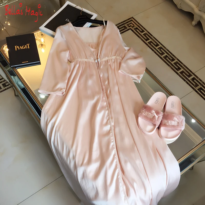 Europe High end Silk Satin Women's Robe Set Royal Lady's Gown Set Artist Design Unique