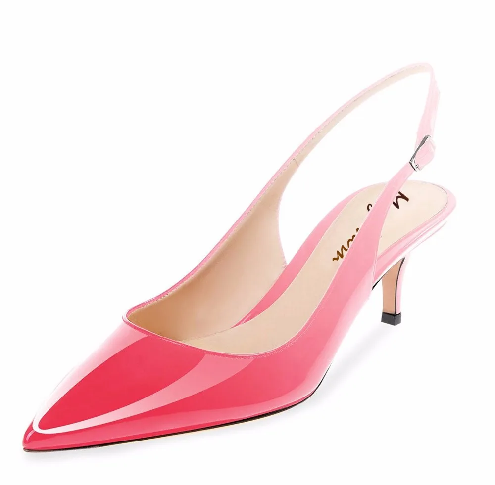 

Fashion Women Sandals Women's Patent Leather Pointed Slingback Strap Kitten Heels Pumps Stiletto Heel Sandals us size 4-15