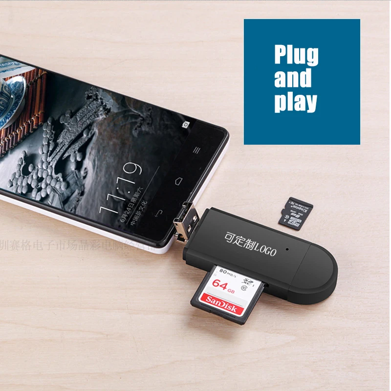 Type C и micro USB и USB 3 в 1 OTG Кардридер высокоскоростной USB2.0 Универсальный OTG TF/SD для Android Компьютерный удлинитель-переходник