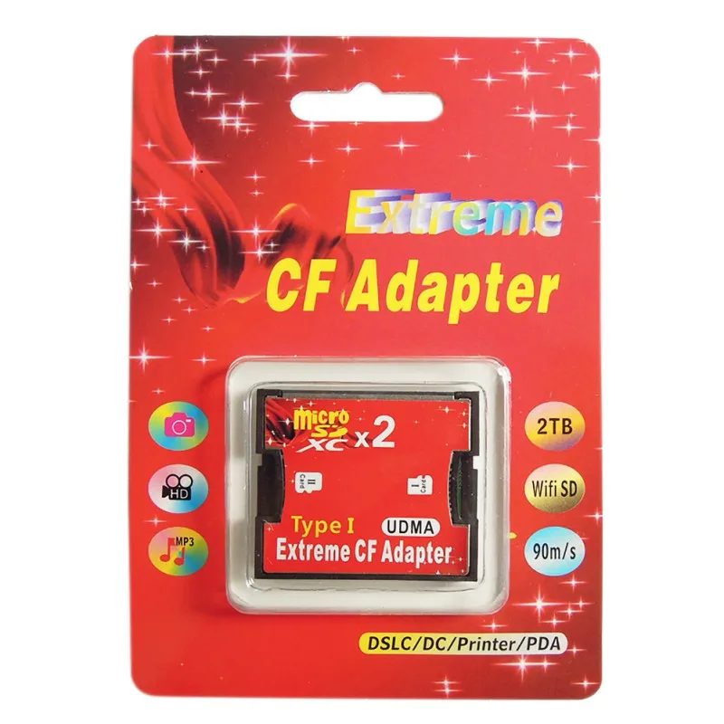 Новый высококачественный красный двойной слот картридер 2 микро-sd SDXC TF к CF адаптер MicroSD к экстремальному компактному флэш-конвертеру I карты