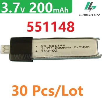 

3.7V 200mAH 30PCS Remote control helicopter remote control aircraft lithium battery 551148 15C discharge Weili V911 2.0 plug