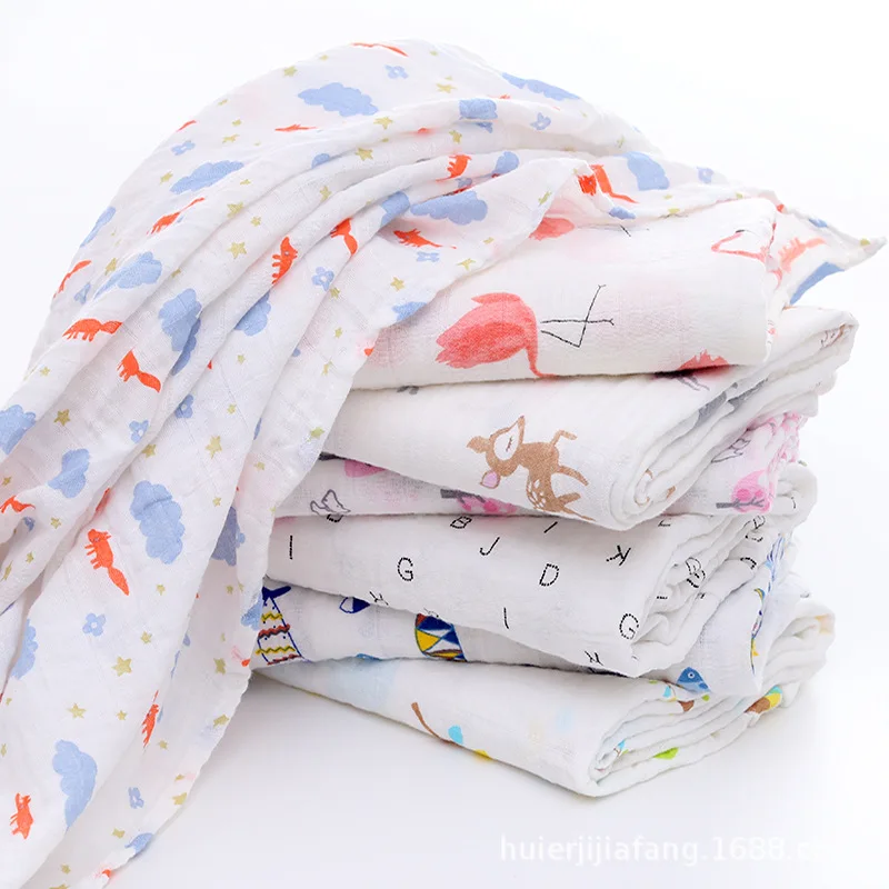 

2 layers baby organic swaddle wrap stroller cover infant swaddle receiving blanket 100% cotton muslin newborn swaddle blankets