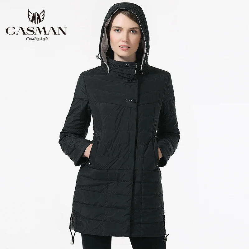 GASMAN 2018 Spring Autumn Coat and Jacket Women Medium Length Outwear Coat Womens Fashion Hooded Thin Cotton Jacket Brand Female