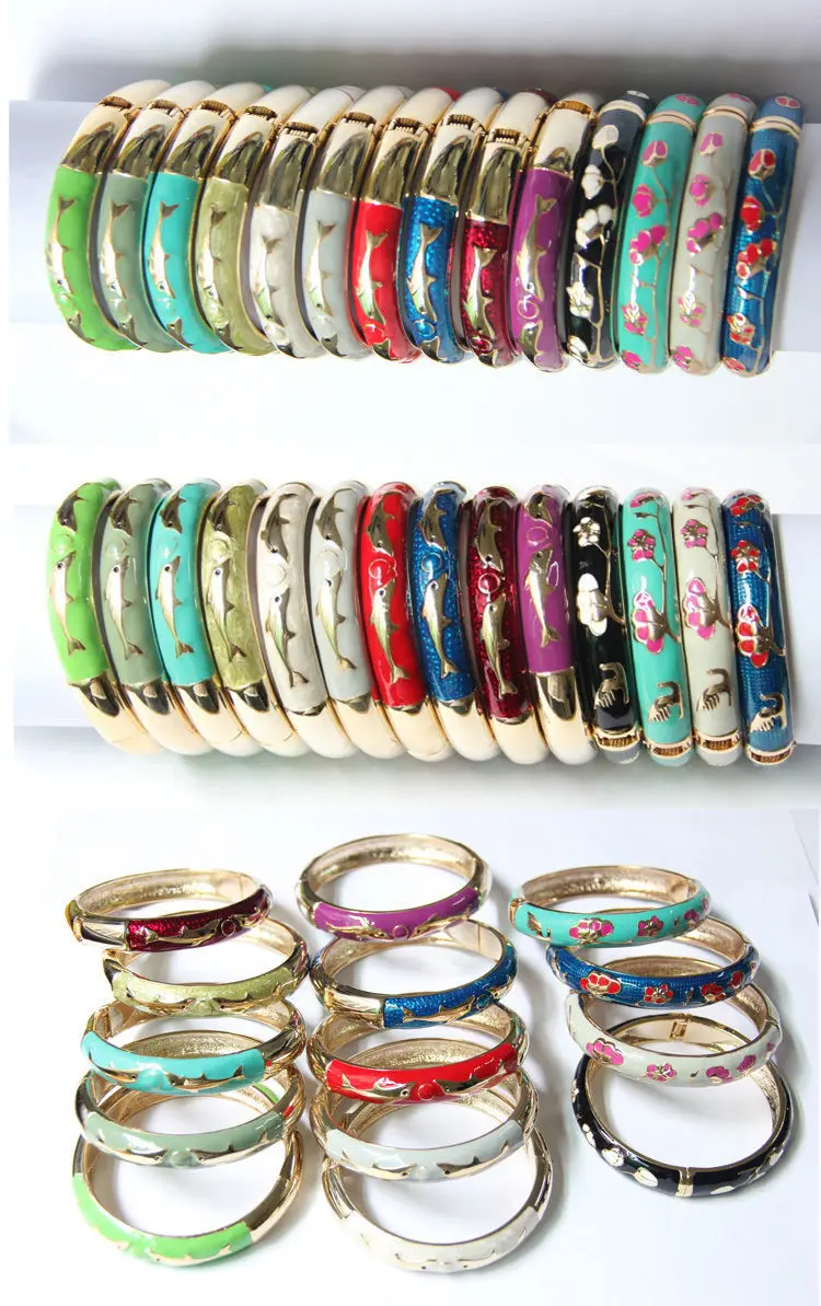 

Wholesale10PCS CUTE CHINESE Handmade Cloisonne Enamel dolphin Bracelet BANGLE