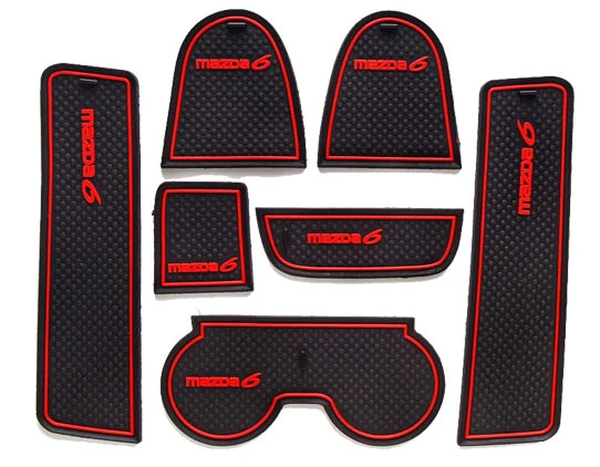 7 шт. Черный/Красный/Белый резина Двери Автомобиля Мат анти-скольжения автомобиля