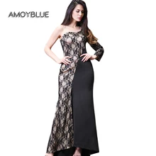 Amoyblue High Quality 2017 Spring Latest Women Long Dresses Black/Red/Blue Sleeveless Lace Casual Going Out Maxi Dress for Sale