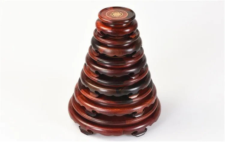 

Rosewood boxwood inlay sleeve five rotating circular mahogany wood base transposon table ornaments wholesale