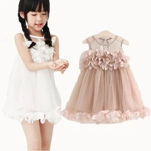 Г. летний сетчатый жилет платье для девочек платье принцессы для маленьких девочек модная праздничная одежда без рукавов, украшенная лепестками