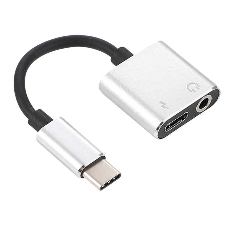 

2 in 1 Type C Audio Cable Adapter to USB C & 3.5 mm Jack Earphone Audio Cable Adapter Converter for Moto Audio Splitter Adapters