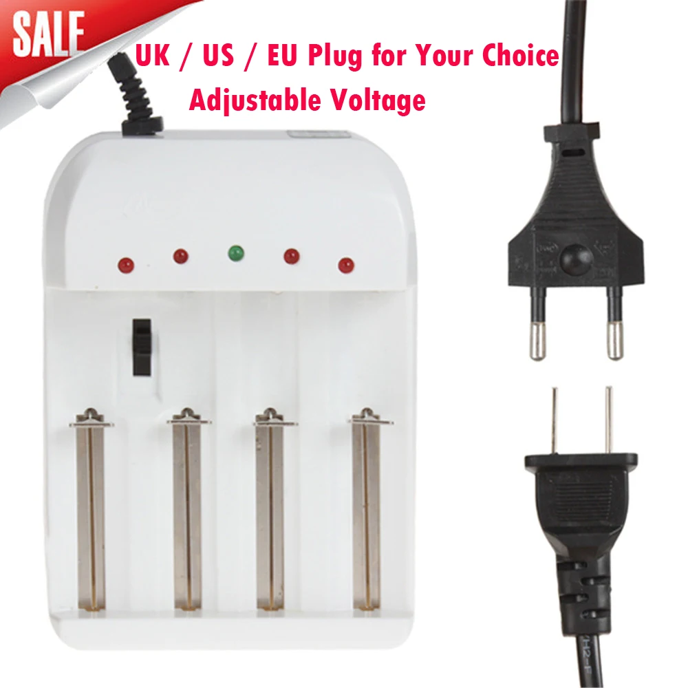 Universal Adjustable 4 Battery Charger with US UK EU AC Plug for AA AAA 16340 18650