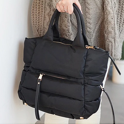 Espaço de Inverno Bolsa para Baixo Novo Bale Bolsa Mulher Casual Algodão Totes Pena Acolchoado Senhora Sac um Ombro Principal Crossbody 2019