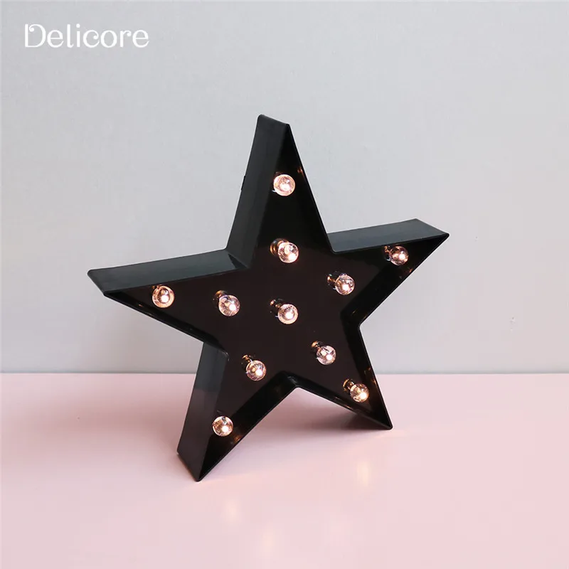 

DELICORE Black Star Led Night Light Warm White Light Table Lamps For Kids Children Gift Party Wedding Room Decoration S003-B