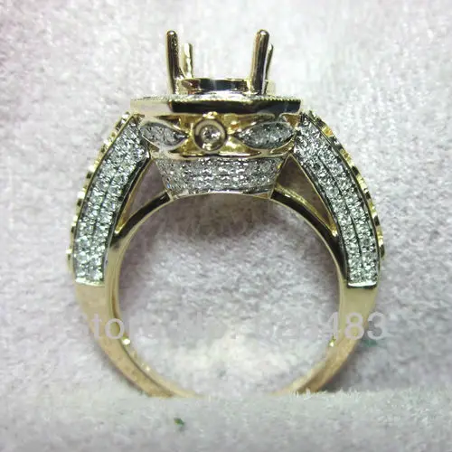 Round cut 8mm 14k Solid Yellow Gold Natural Diamond Ring
