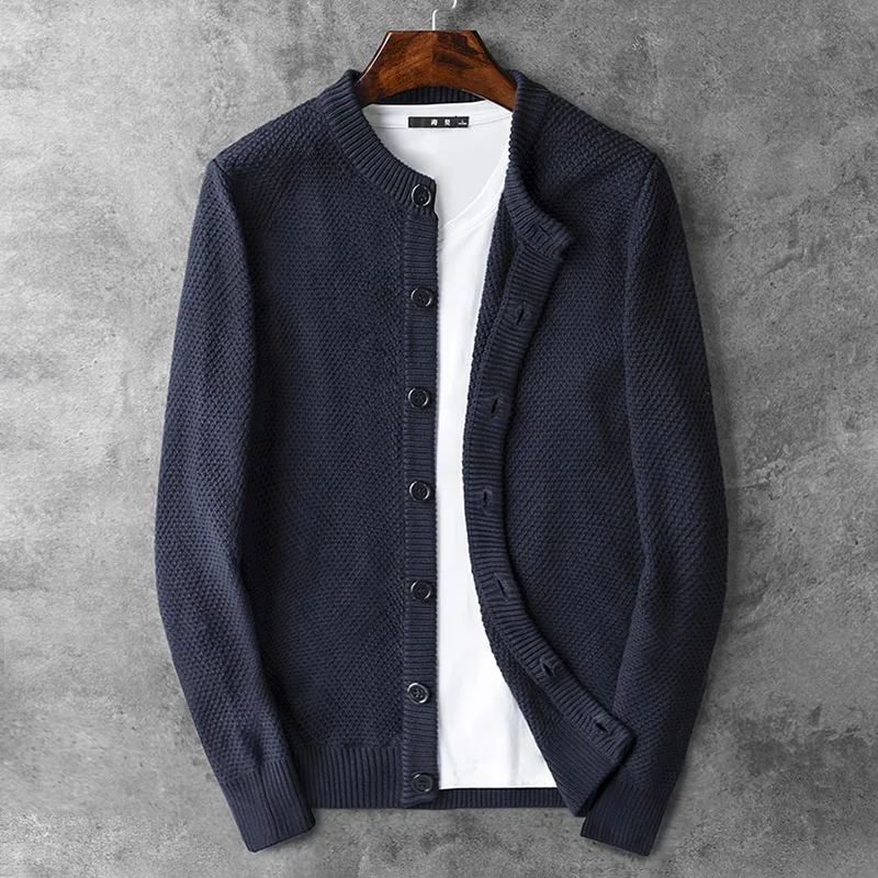 

New Arrival Young Men Wear Slim Korean Tide Brand Style Solid Color Single Row Buckle Super Large Cardigan Sweater Size M-4XL