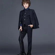 Черный максимумом нагрудные одна кнопка Детские костюмы Прохладный Красивый пиджак комплект Костюмы таможенные Homme костюмы(куртка+ брюки+ галстук+ жилет