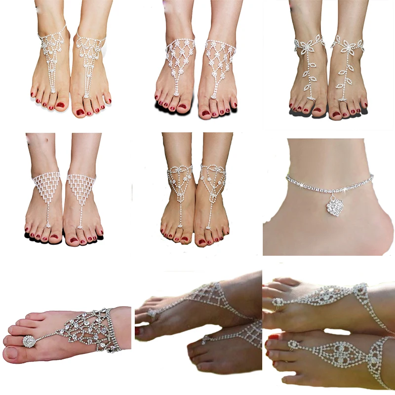 AE-CANFLY Shiny Rhinestone Anklet Chain Long Crystal Barefoot Sandals Gridding Bridal Anklet Bracelet Beach Foot Jewelry 1PC AE-CANFLY Shiny Rhinestone Anklet Chain Long Crystal Barefoot Sandals Gridding Bridal Anklet Bracelet Beach Foot Jewelry 1PC