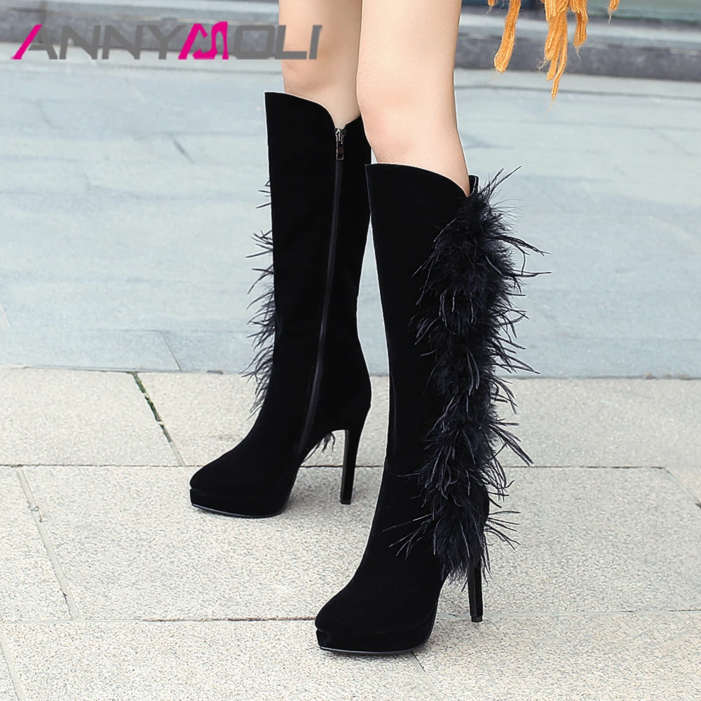 black platform tall boots