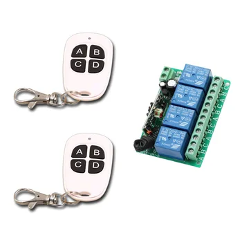 

Hot Sale DC12V 4CH 10A Radio Switch RF Wireless Remote Lighting Switch Teleswitch Transmitter + Receiver Module 315MHz 433MHz
