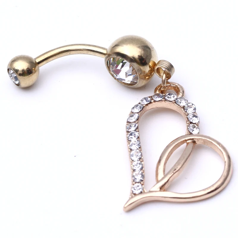 Fashion love belly rings crystal heart Belly Button Ring Navel Piercing