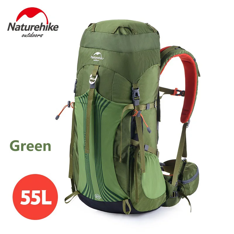 Naturehike 65L 55L 45L рюкзак с внутренней рамой, походный рюкзак для походов, путешествий, альпинизма, кемпинга, альпинизма - Цвет: Green 55L