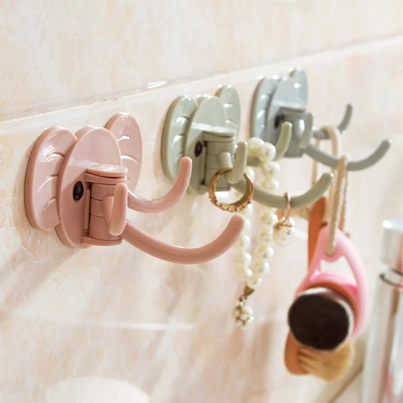 3pcs/pack Wall Hooks Strong Suction Cup Sucker Hanger For Kitchen Bathroom Cartoon Elephant Key Holder Wall Hook Storage Hangers
