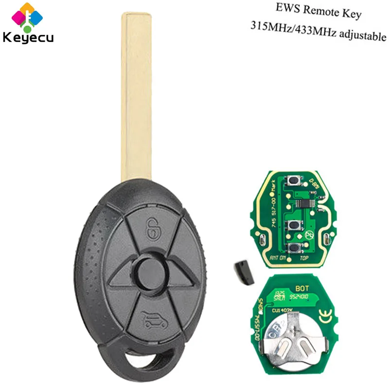 

KEYECU Replacement Remote Key Fob 315MHz/ 433MHz ID44 for BMW Mini Cooper S R50 R53 FCC ID: LX8 FZV