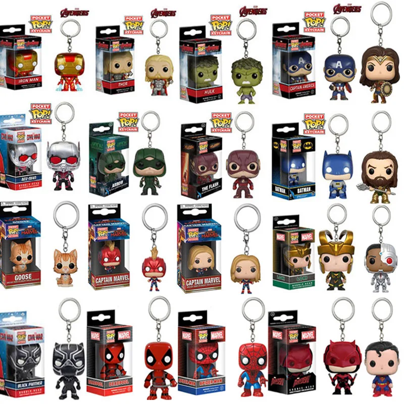 FUNKO POP Мстители 4: Endgame капитан чудо яд Дэдпул брелок с Железным человеком Фигурки
