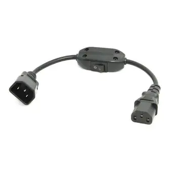 

30cm IEC 320 Mains Power C14 to C13 Male to Female Extension Cord Cable with Switch PW-100