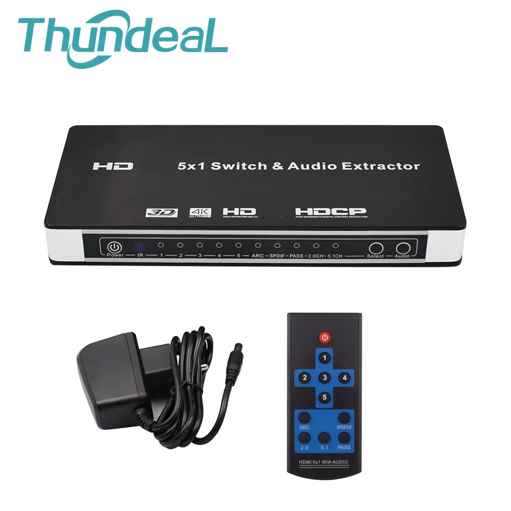 5x1 HDMI аудио выключатель экстрактора er 4 к x 2 коммутатор 3D Arc EDID 7.1CH/ADV/2CH 5 порты и