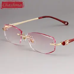 Чашма роскошный оттенок линзы для близоруких очки для чтения алмазов отделан без оправы очки с оправой из сплава РАМА ЦВЕТНЫЕ ЛИНЗЫ Для