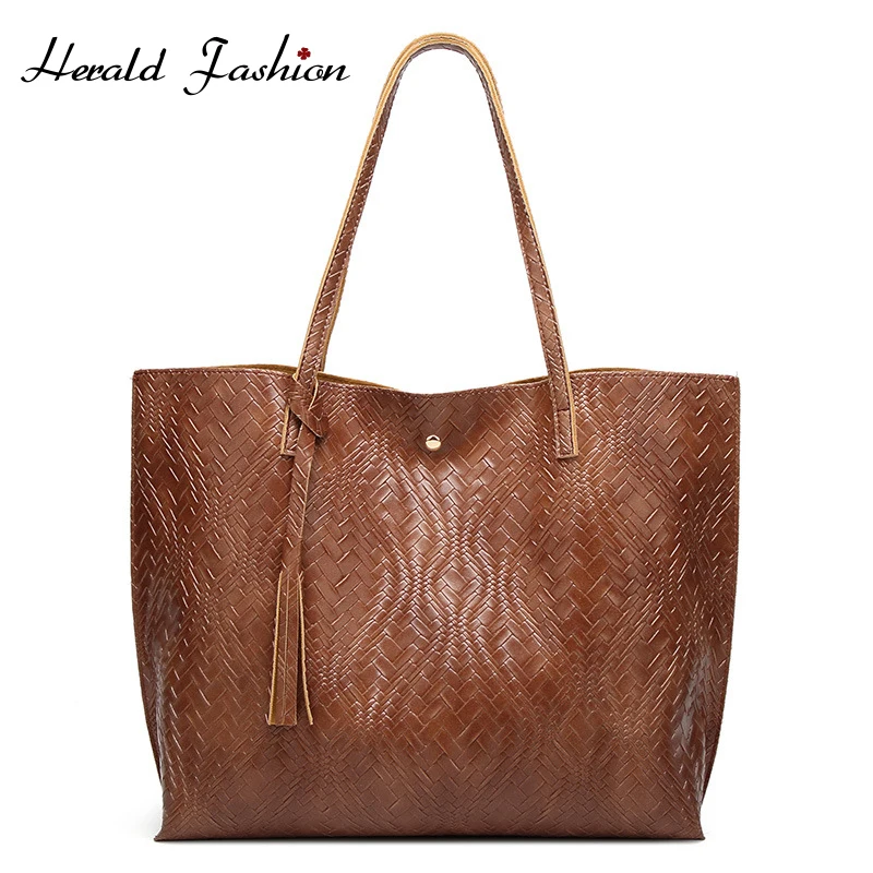 

Herald Fashion Luxury Handbag Women Leopard Print Bags Designer Lady Large Capacity Tote Bag Quality Leather Female Shoulder Bag