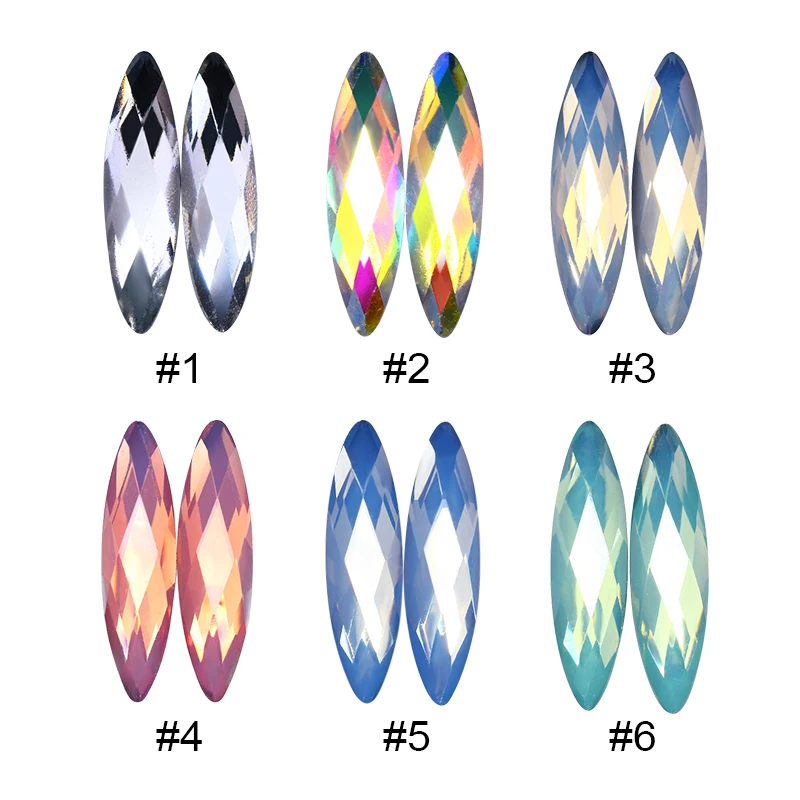 

1 Bag Opal AB Color Rhinestone Colorful Marquise 3D Nail Decoration Flat Back Manicure DIY Nail Art Decor for Nails