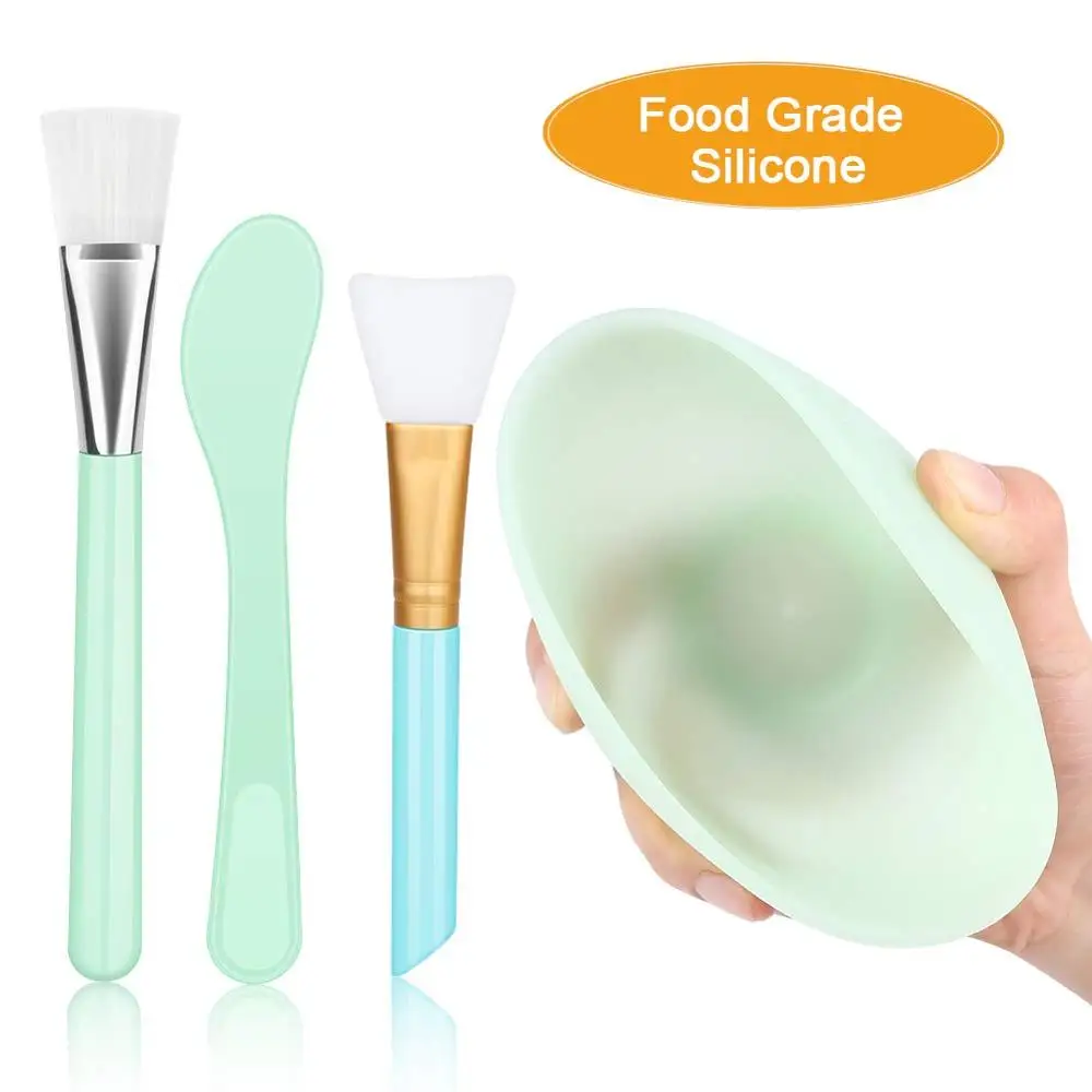 

YBLNTEK 4PCS Face Mask Mixing Bowl Set Silicone Bowl of Masks Facial Mask Brush Stick DIY Beauty Makeup Cosmetology Devices
