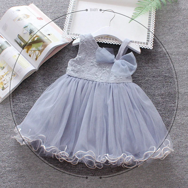 

Baby Girl Summer Dress Fashion 2019 Sleeveless Applique Bowknot Cotton Mesh Infant Vestidos Toddler Girl Costume Newborn Clothes
